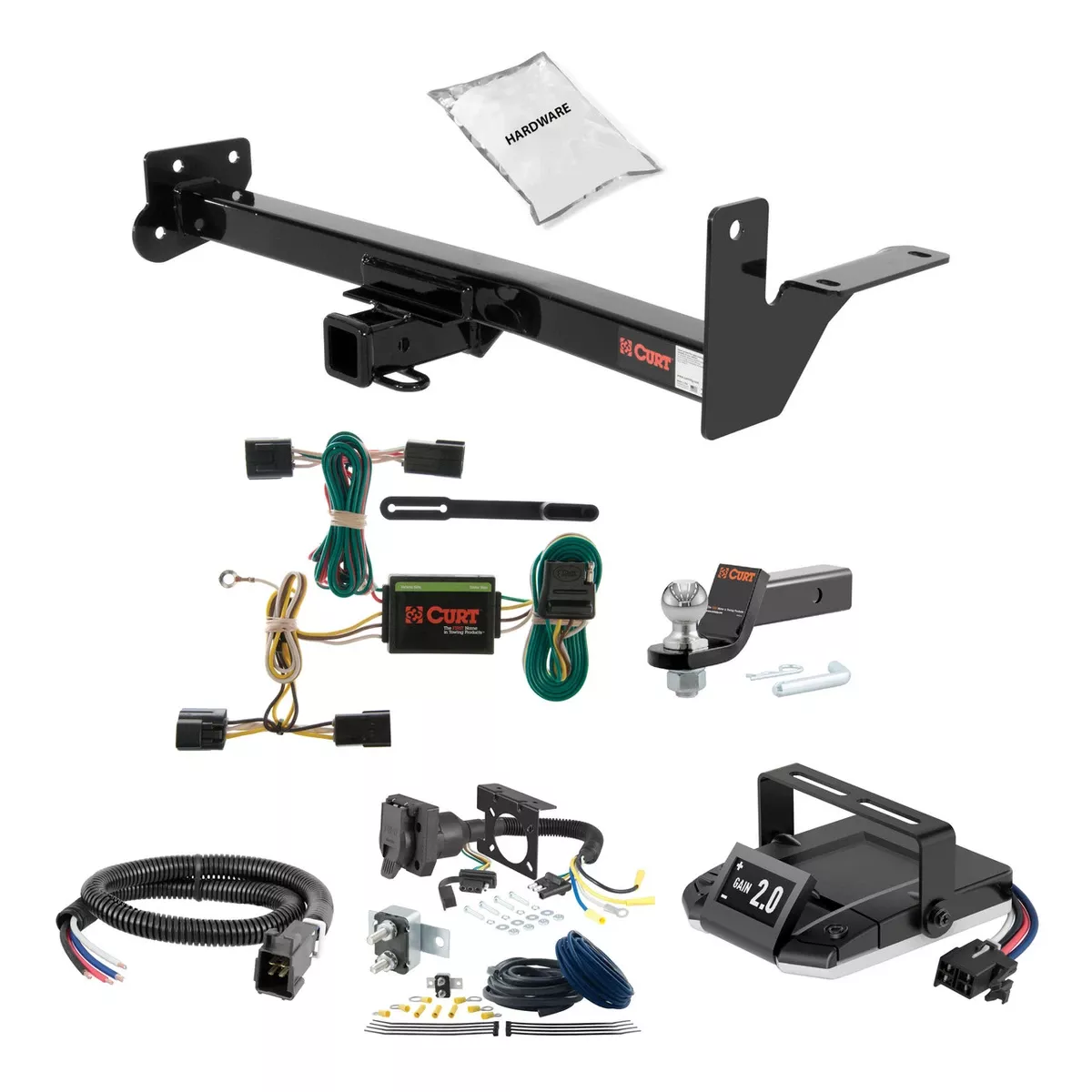 01-03 ISUZU Rodeo Sport With under-vehicle spare 2 CURT Trailer Hitch + Assure Proportional Brake Controller Kit HBCW1520