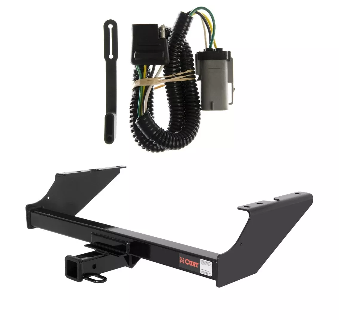 2002 - 2004 Ford F-250 Super Duty Excluding 20" spare tire Curt 2", Class 3 Trailer Tow Hitch + 4-flat Wiring Kit 13014
