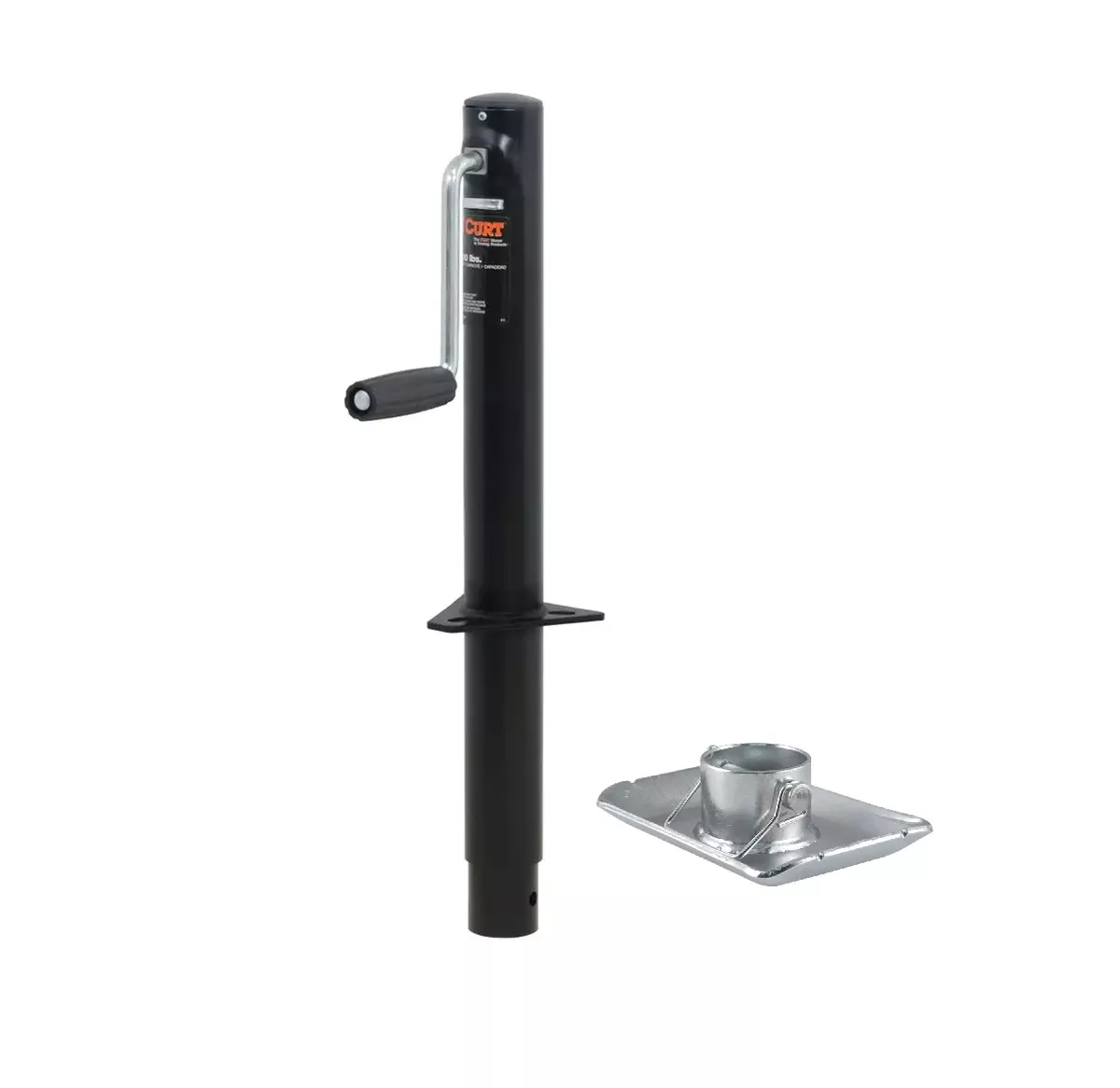 CURT 2,000 lbs, 14-1/2" Travel A-Frame Trailer Jack with Side Handle+ 1-11/16 in. Footplate