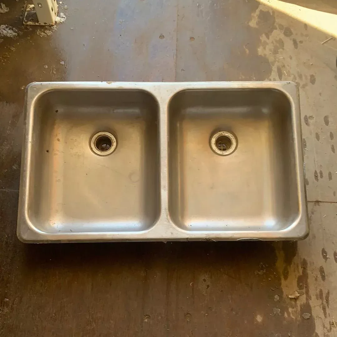 Used Double Kitchen Sink 27” w x 16” L