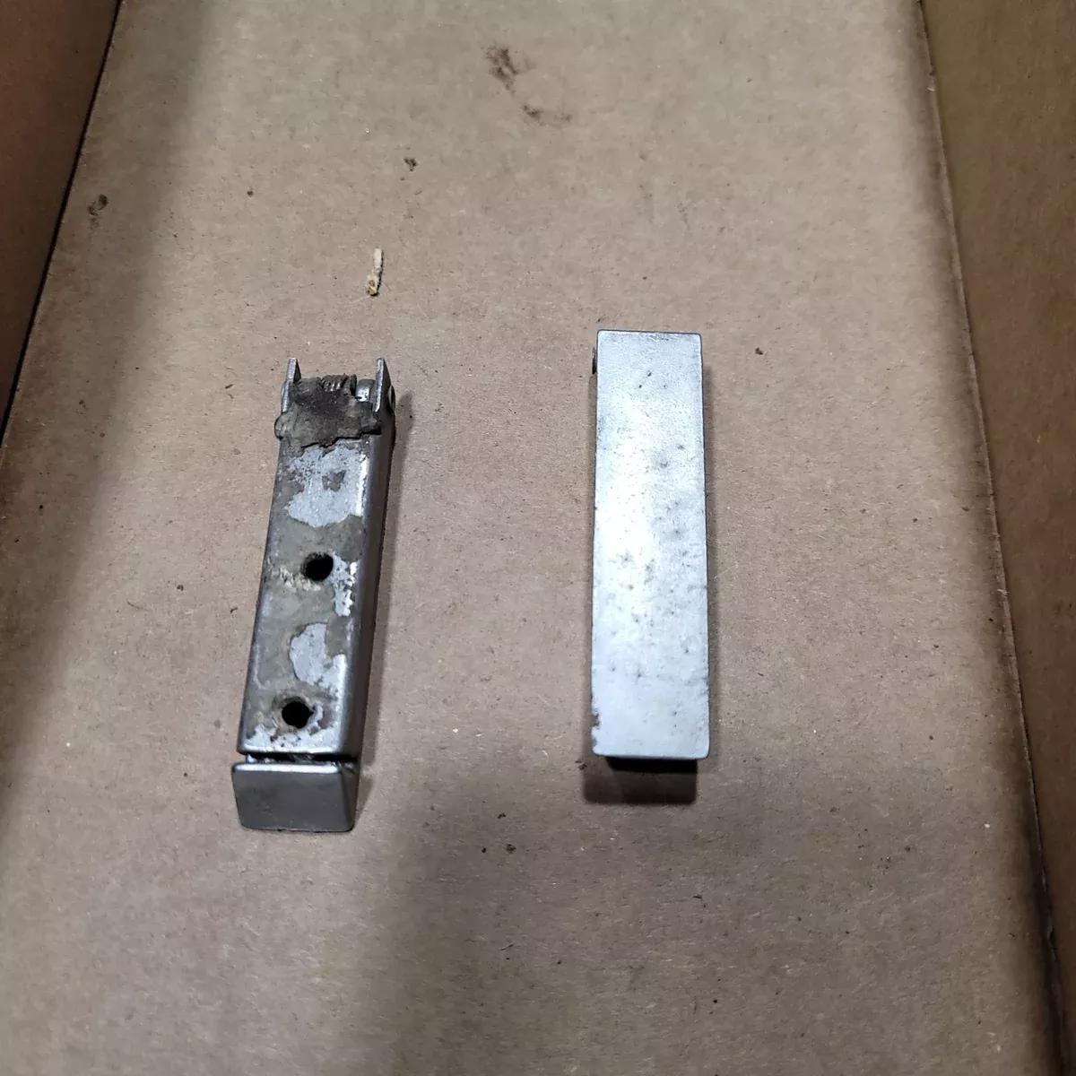 Used metal square baggage door catch chrome 1x